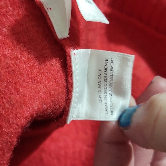🛍Jones NY Womens 1X Strawberry Red Merino Wool Cardigan Button Front Casual - Picture 5 of 12